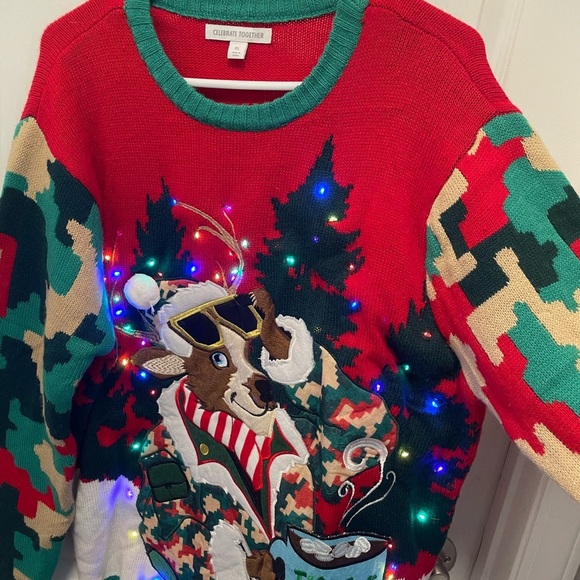 Ugly Christmas sweater light up Celebrate Together with drink holder. - Picture 2 of 5